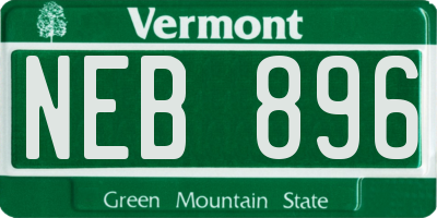 VT license plate NEB896