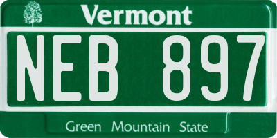 VT license plate NEB897
