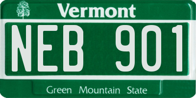 VT license plate NEB901