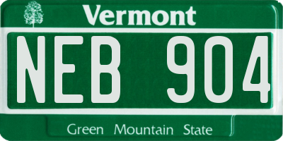 VT license plate NEB904