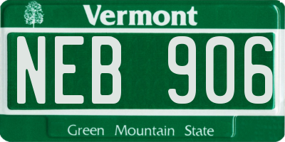 VT license plate NEB906