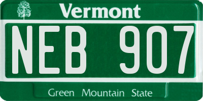 VT license plate NEB907