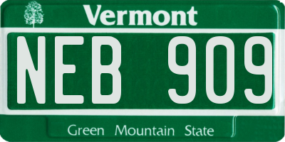 VT license plate NEB909