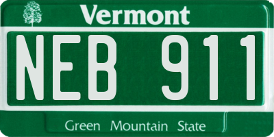 VT license plate NEB911
