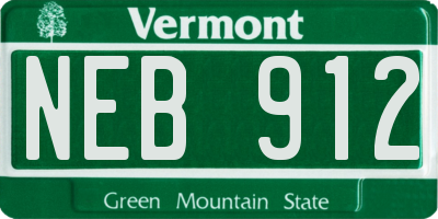 VT license plate NEB912