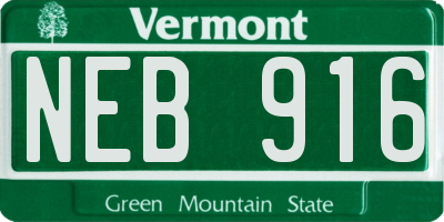 VT license plate NEB916