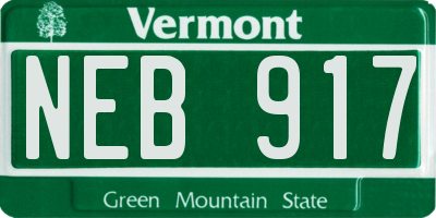 VT license plate NEB917