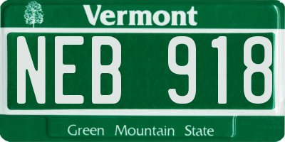 VT license plate NEB918