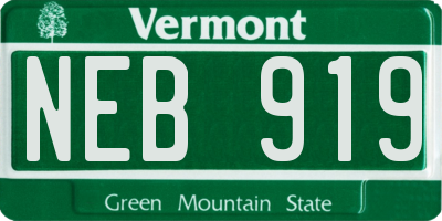 VT license plate NEB919