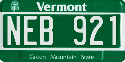 VT license plate NEB921