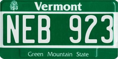 VT license plate NEB923