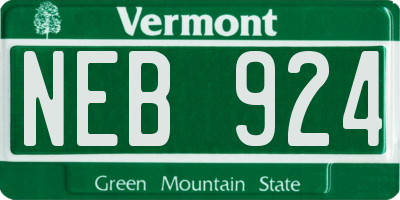 VT license plate NEB924