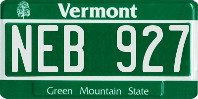 VT license plate NEB927