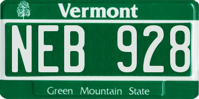 VT license plate NEB928