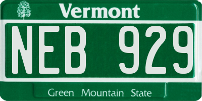 VT license plate NEB929