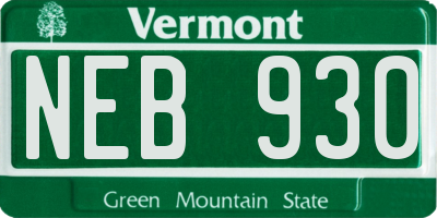 VT license plate NEB930