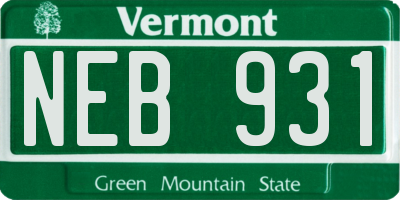 VT license plate NEB931