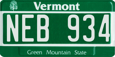 VT license plate NEB934