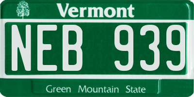 VT license plate NEB939