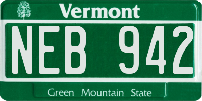 VT license plate NEB942
