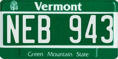VT license plate NEB943