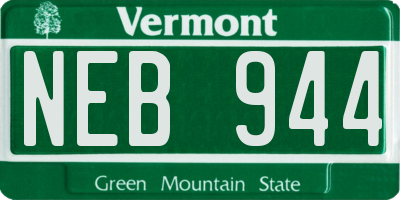 VT license plate NEB944