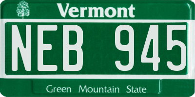 VT license plate NEB945