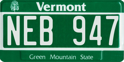VT license plate NEB947