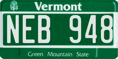 VT license plate NEB948