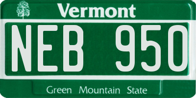 VT license plate NEB950