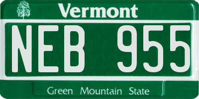 VT license plate NEB955