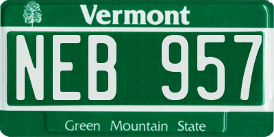 VT license plate NEB957