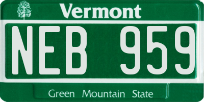 VT license plate NEB959