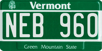 VT license plate NEB960