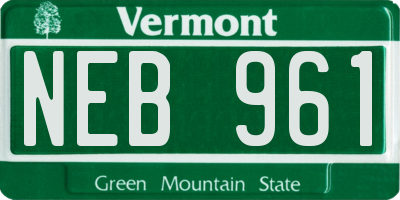 VT license plate NEB961