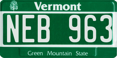VT license plate NEB963
