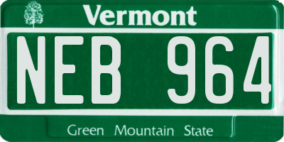 VT license plate NEB964