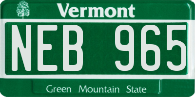 VT license plate NEB965