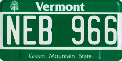 VT license plate NEB966