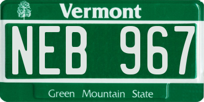 VT license plate NEB967