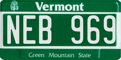 VT license plate NEB969