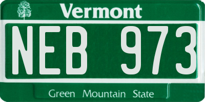VT license plate NEB973