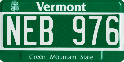 VT license plate NEB976