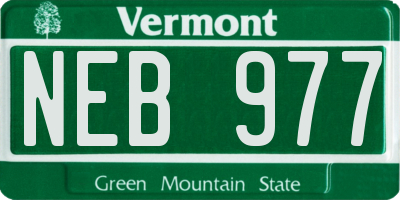 VT license plate NEB977