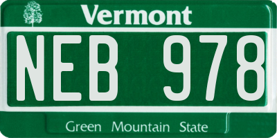 VT license plate NEB978