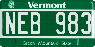 VT license plate NEB983