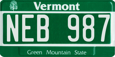 VT license plate NEB987