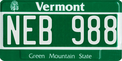 VT license plate NEB988