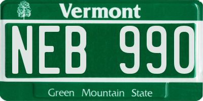 VT license plate NEB990