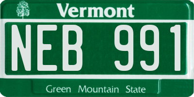 VT license plate NEB991
